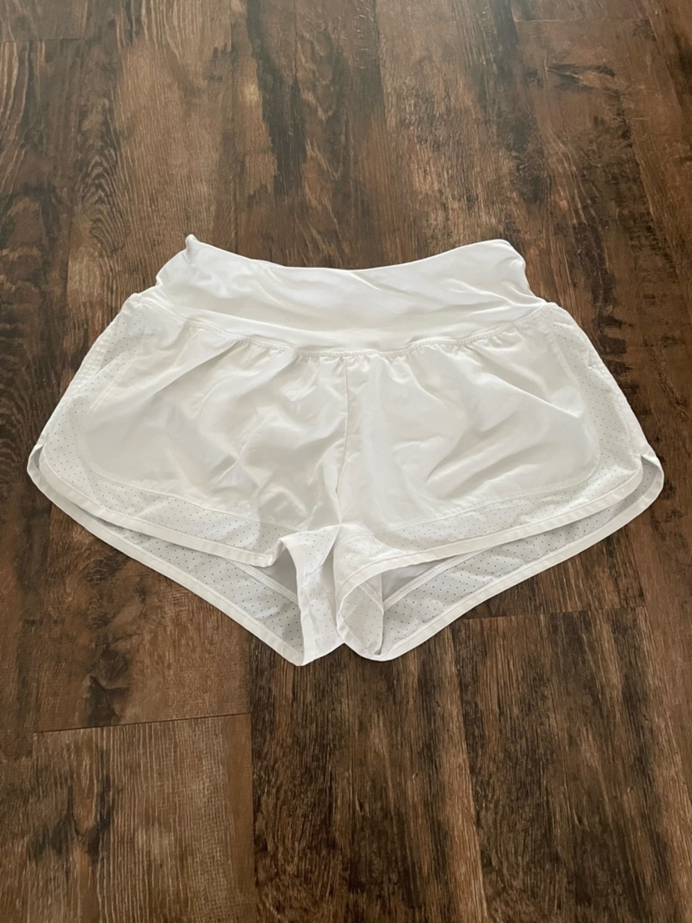 White Performance Lounge Shorts with Perforated Trim